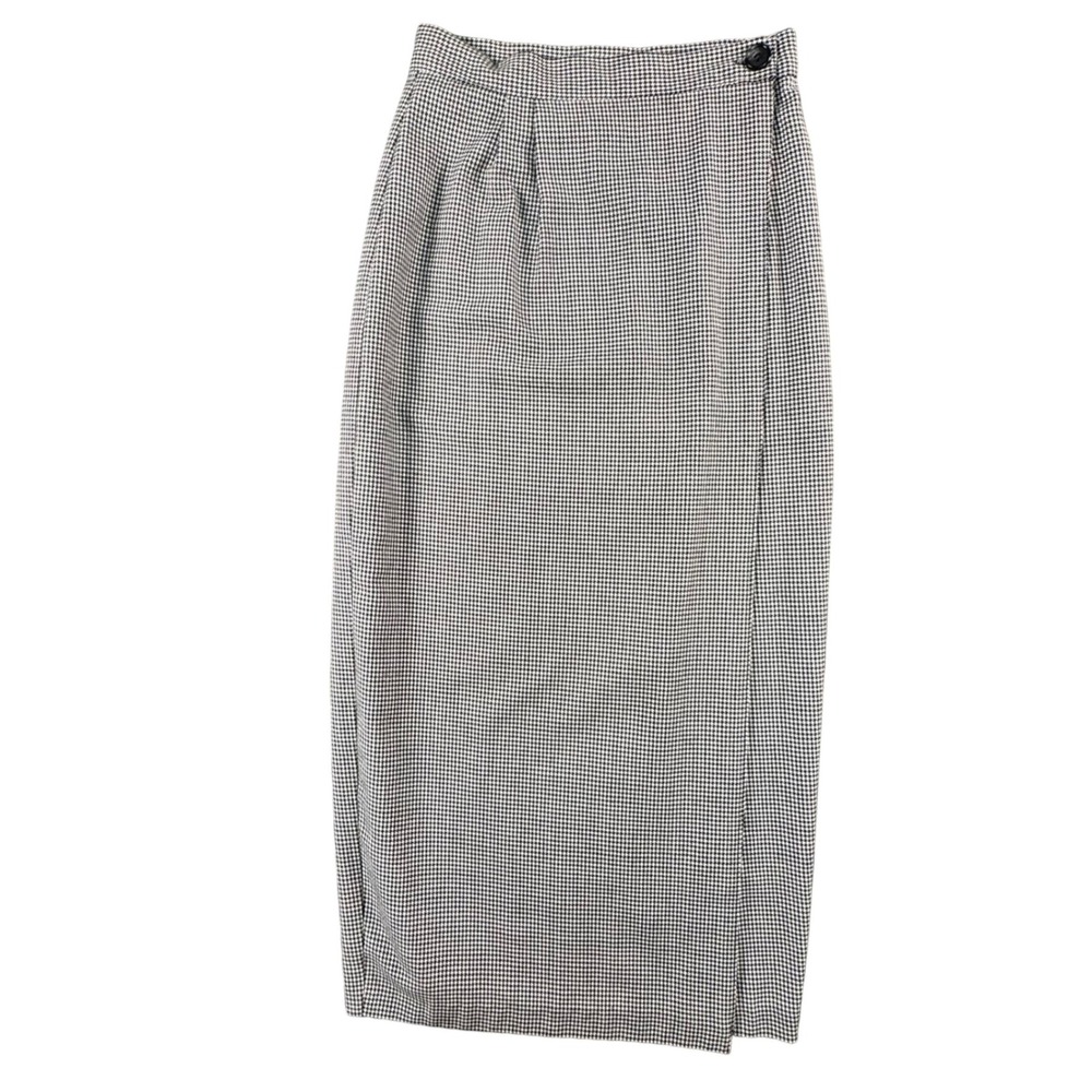 VTG Houndstooth Pencil Skirt‎ High Waist Academia Office Modest Parisian Chic 8